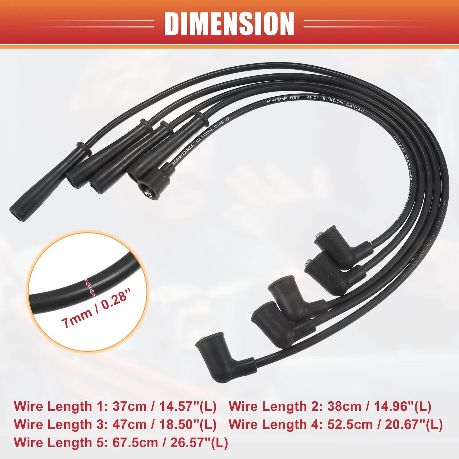 5pcs Spark Plug Wire Ignition Coil Cable No. 22450-01A27 for Mazda MX-6 626 (1988)