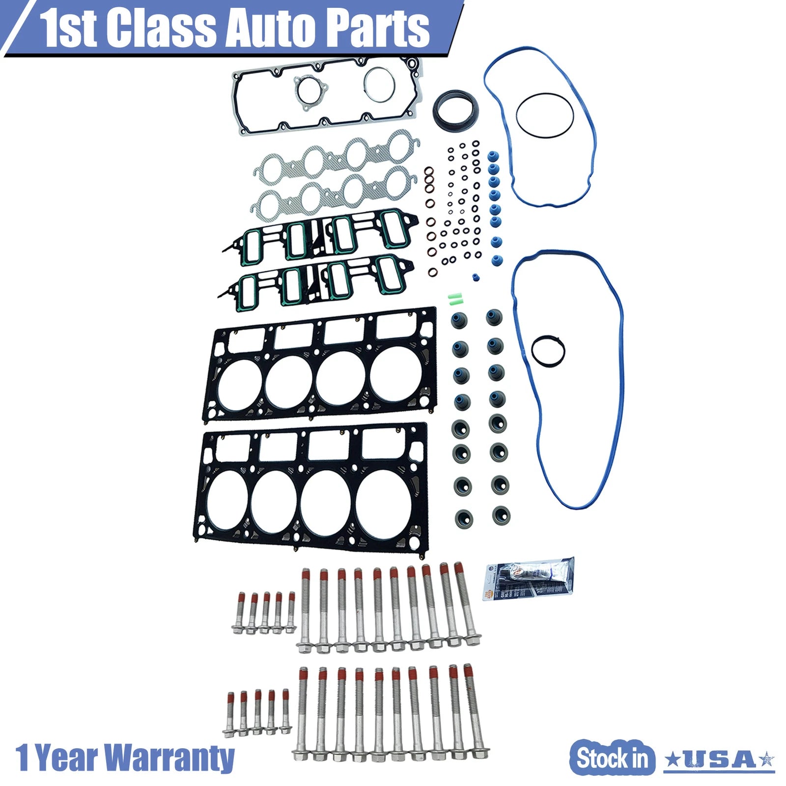 Set of 10 Engine Cylinder Head Gasket Bolts for GMC Chevrolet Cadillac (2007–2020)