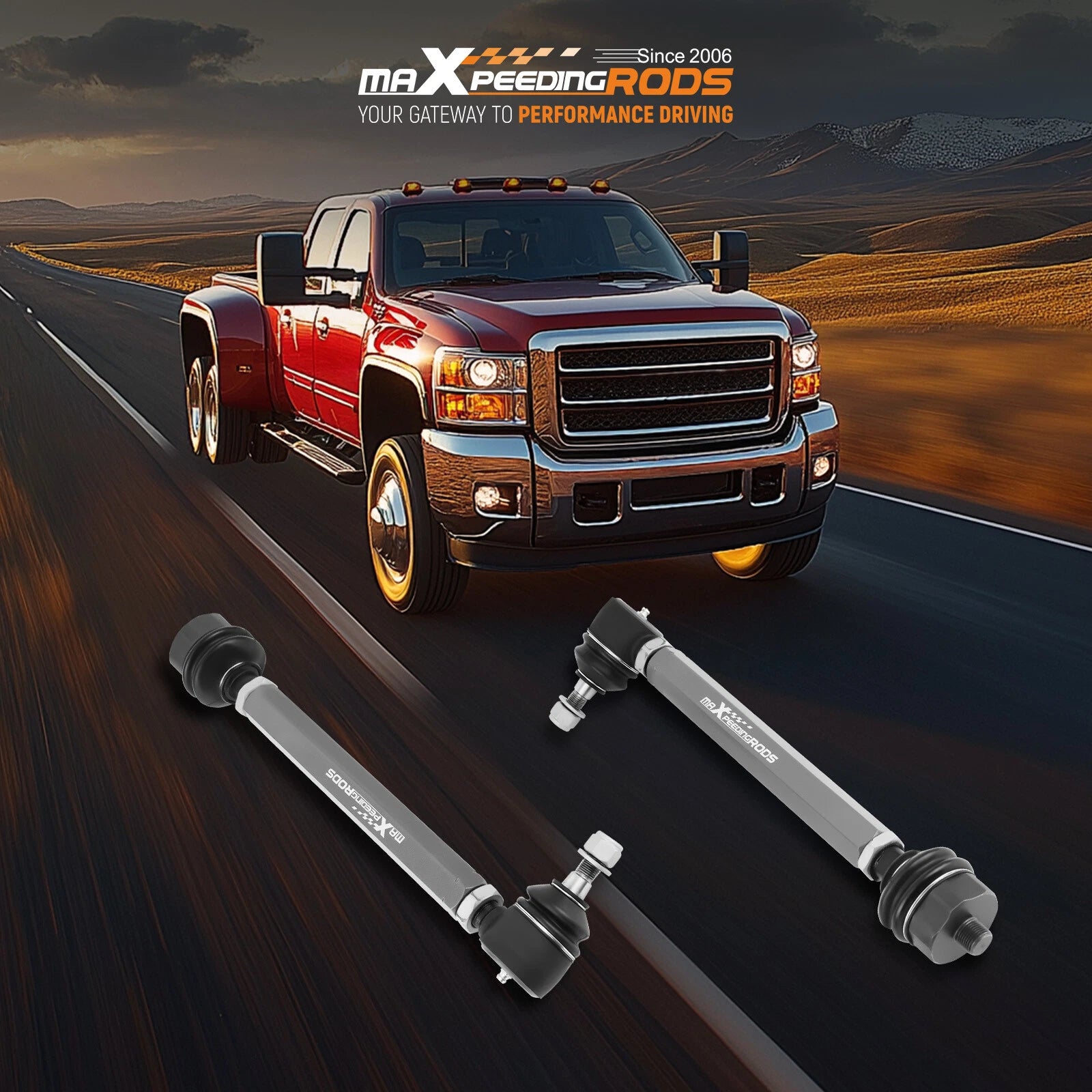 Set of 2 Front Lower Tie Rods for Chevy Silverado 2500HD GMC Sierra 3500HD (2001–2010)