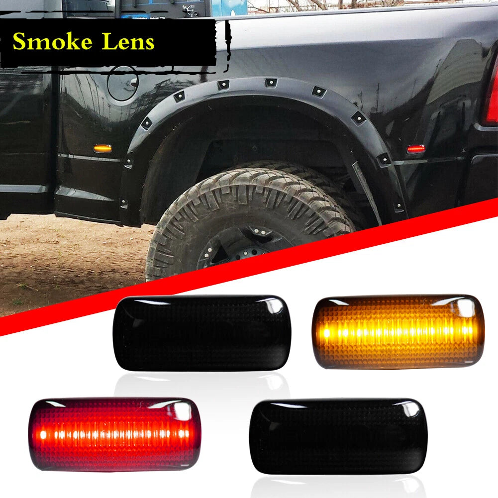 Amber Red Smoked Fender Side Marker Lights for RAM Double Wheel (2010–2018)