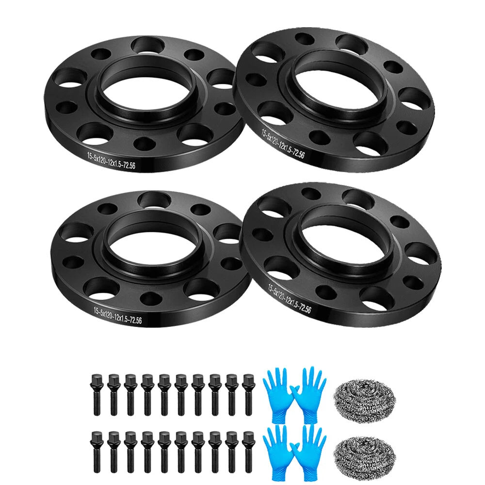 Set of 4 15mm Hubcentric Wheel Spacers 5x120 72.56 12x1.5 for BMW E36 E46 M3 M5 M6