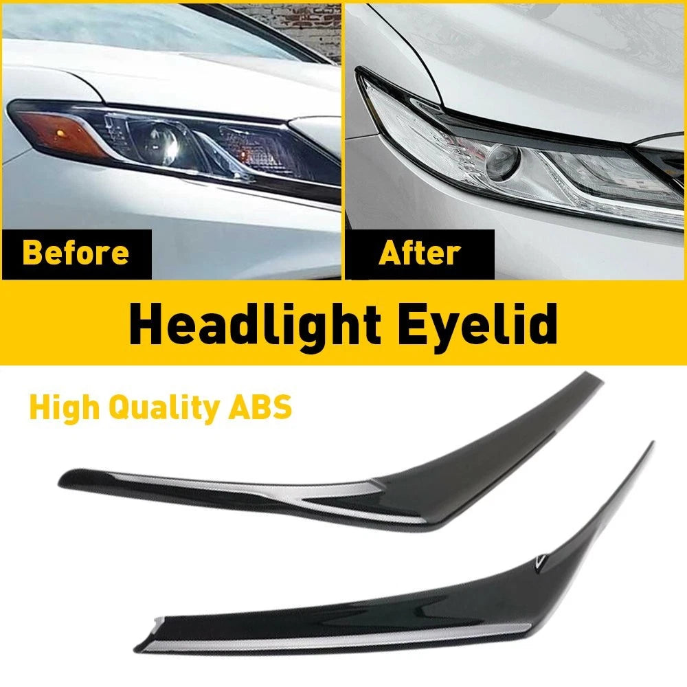 Glossy Black Headlight Eyelid Covers for Toyota Camry (2018–2020)