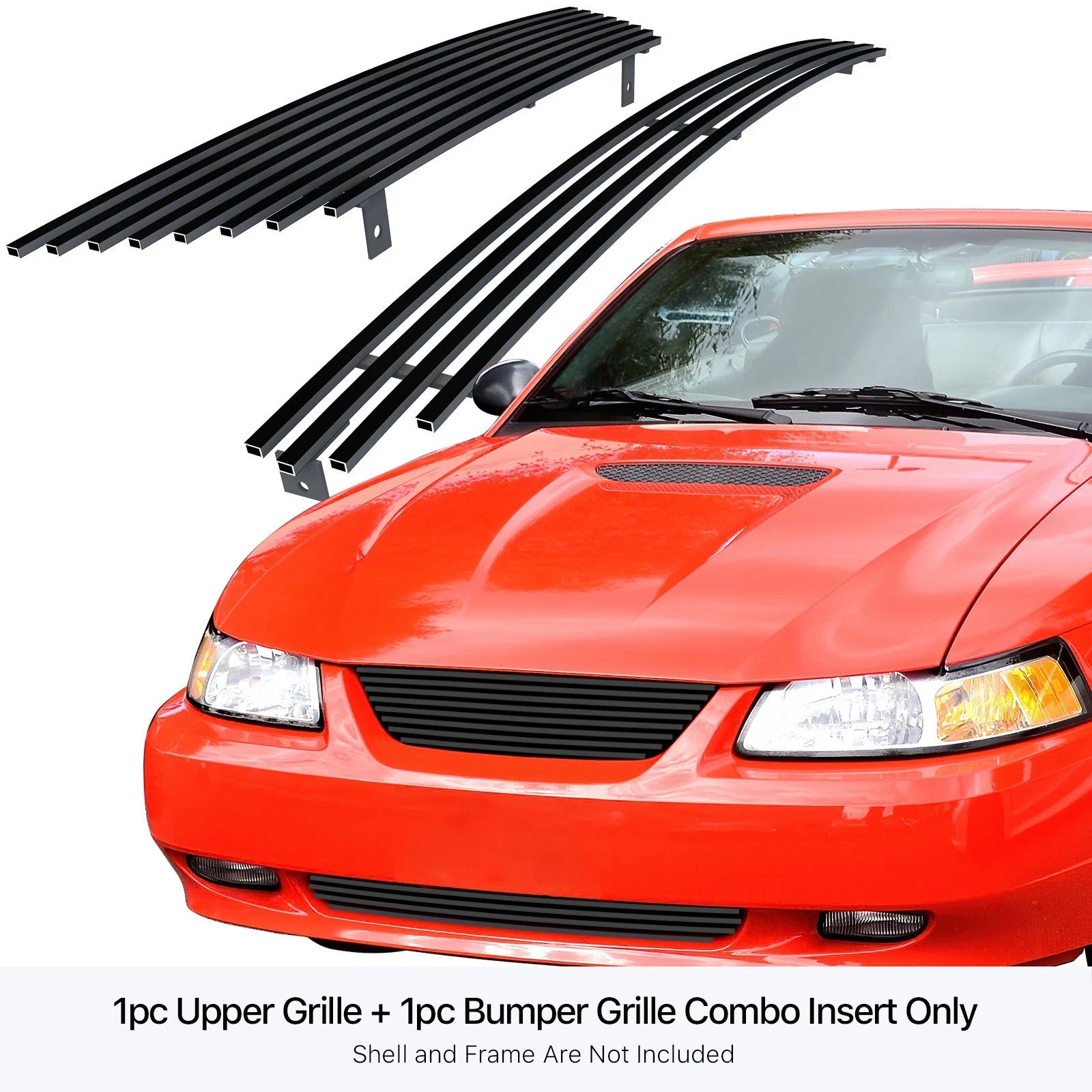 Stainless Steel Black Billet Grille Insert for Ford Mustang (1999-2004)