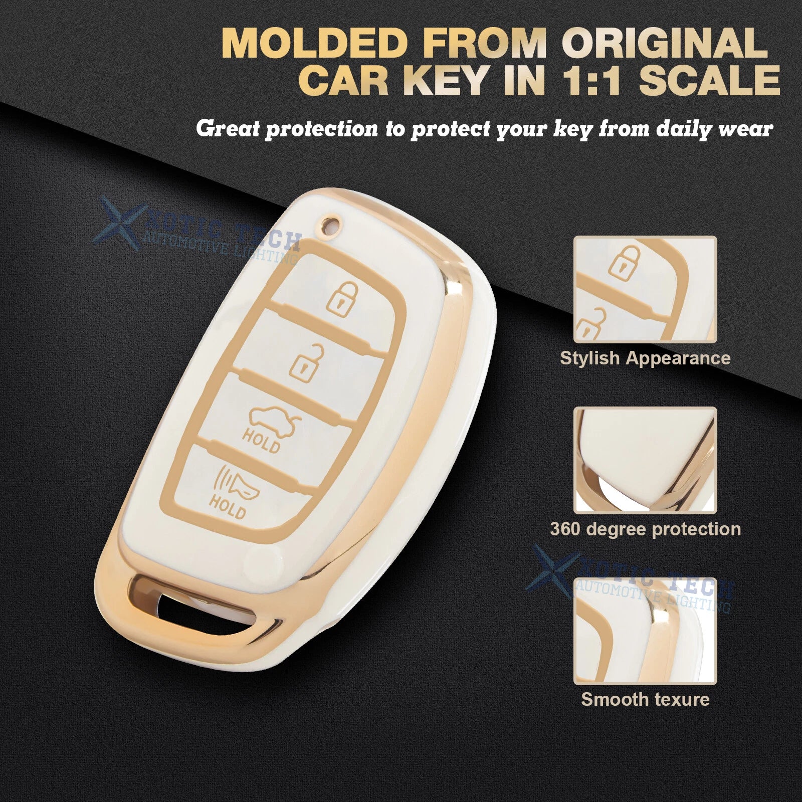 Full Cover Key Fob Case with Keychain for Hyundai (2011-2023)