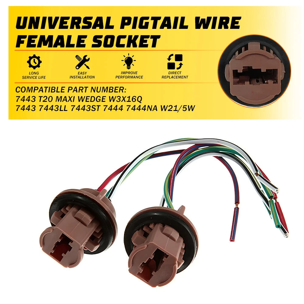 Universal Pigtail Wire Female Socket 7443 for Brake Stop Tail Light