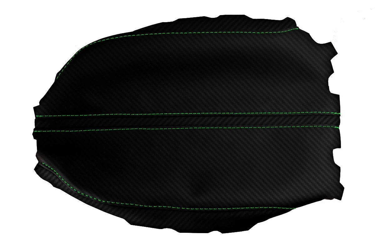 Console Lid Armrest Cover for Acura TLX (2015–2020) Carbon Fiber Green Stitch