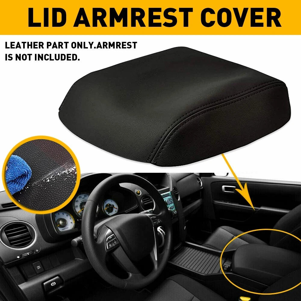 Set of 2 Leather Center Console Armrest Lid Covers for Honda Pilot (2009–2015)