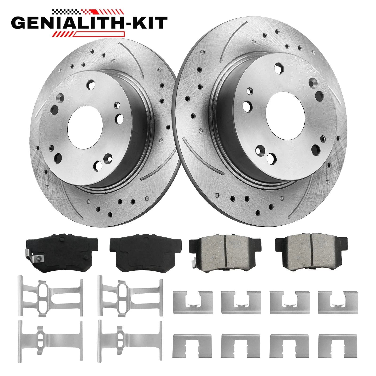 Rear Drilled Disc Rotors & Brake Pads Set for Honda Accord TSX (2004–2007)