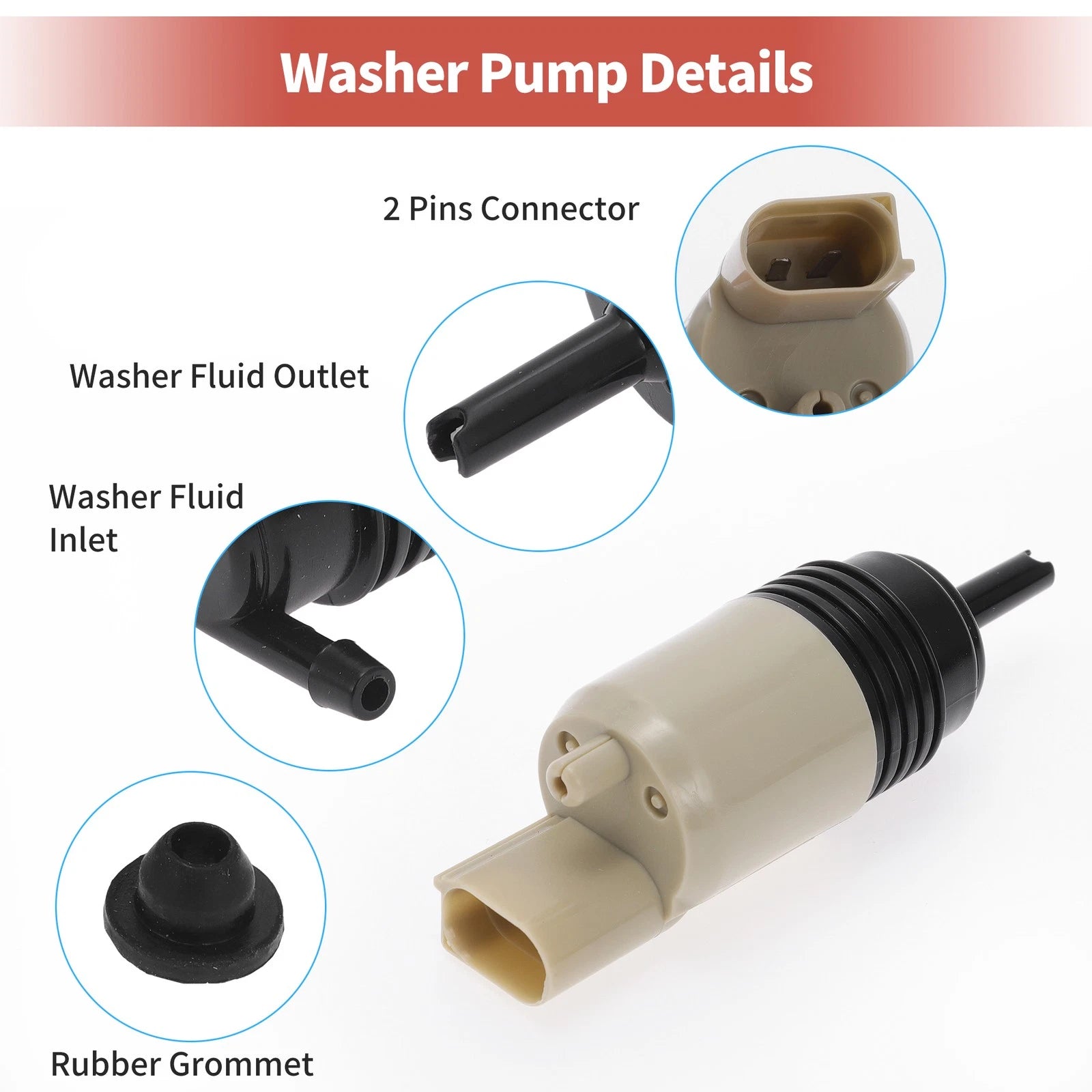 Windshield Washer Pump w/ Grommet for BMW 528i (No. 23481788)