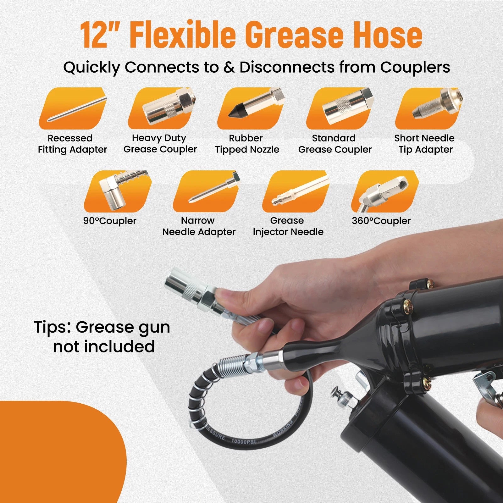Grease Gun Tool Kit for Complete with Storage Case (3000PSI) (—)