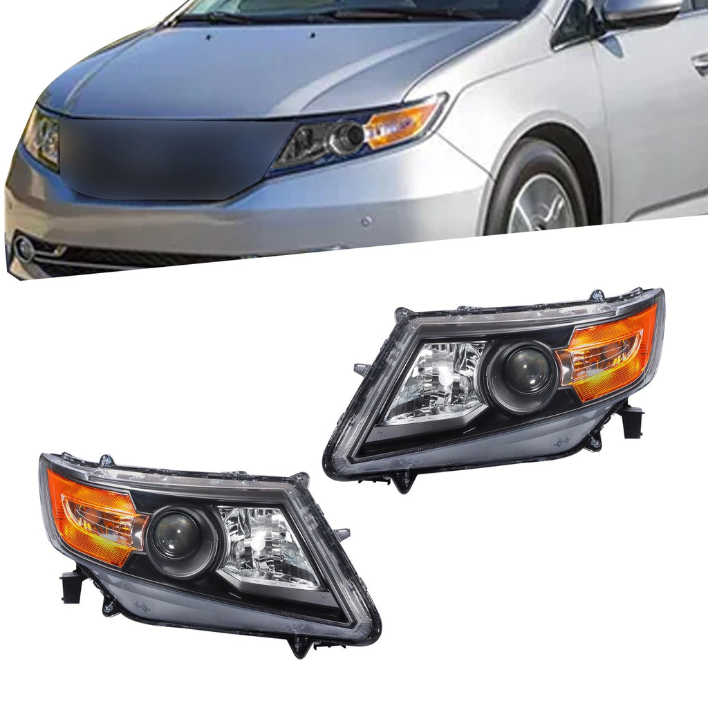 Set of 2 Black Headlights for Honda Odyssey (2011–2017)