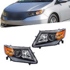 Set of 2 Black Headlights for Honda Odyssey (2011–2017)