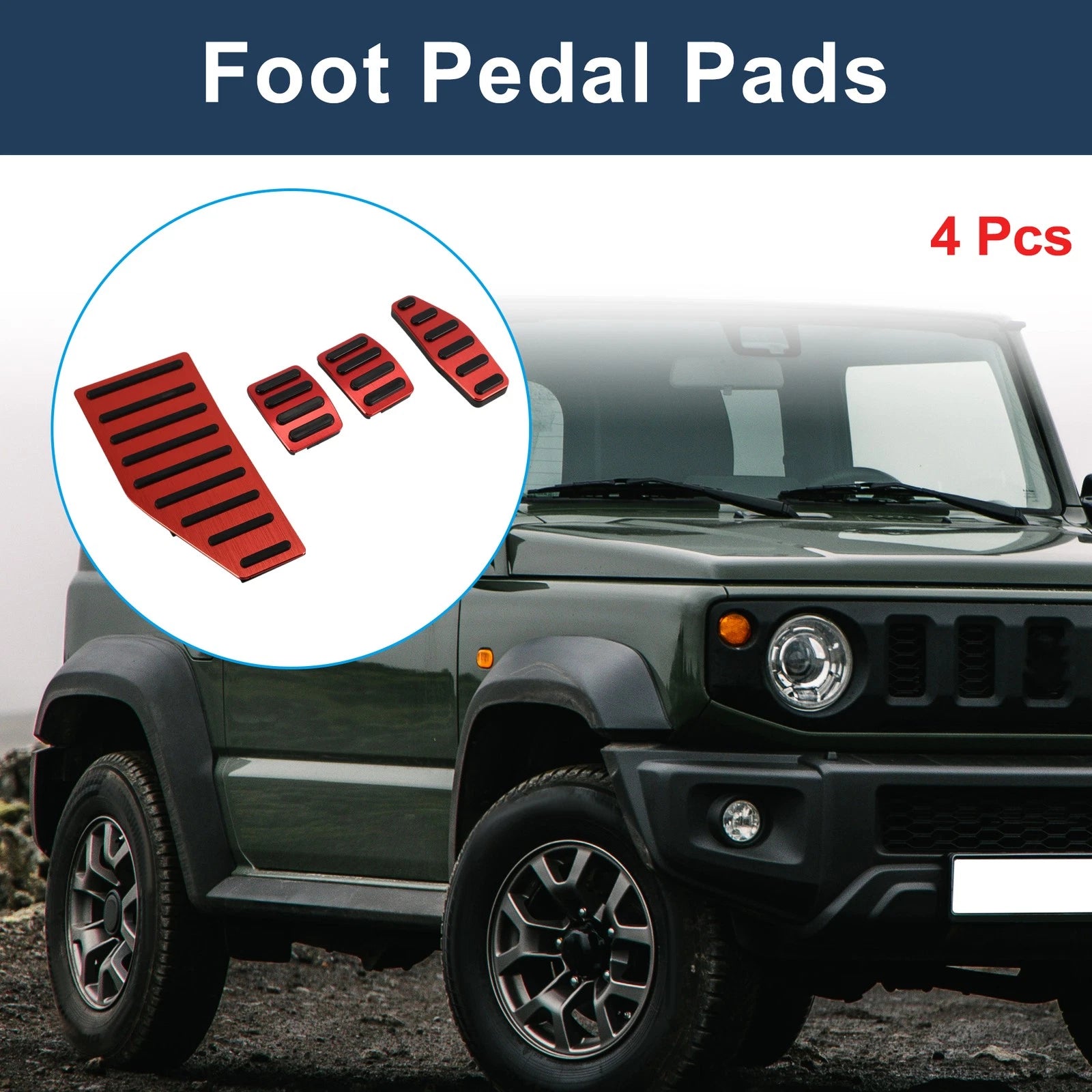 Set of 4 Manual Foot Accelerator Pedal Covers for Suzuki Jimny JB70W (2018–2022) Red