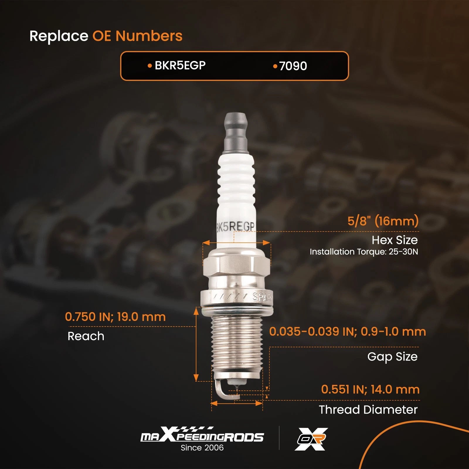 Iridium Spark Plugs for Nissan Frontier Xterra Altima 2.4L (2000–2023) BKR5EGP 7090
