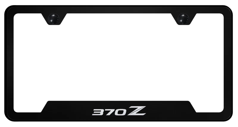 License Plate Frame Licensed for Nissan 370Z Black Laser Etched Premium