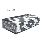 Outdoor Plastic Straw Rug for Camping (9x12ft) - Black & White