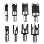 Set of 8 Carbon Steel Wood Plug Hole Cutters for Various Models