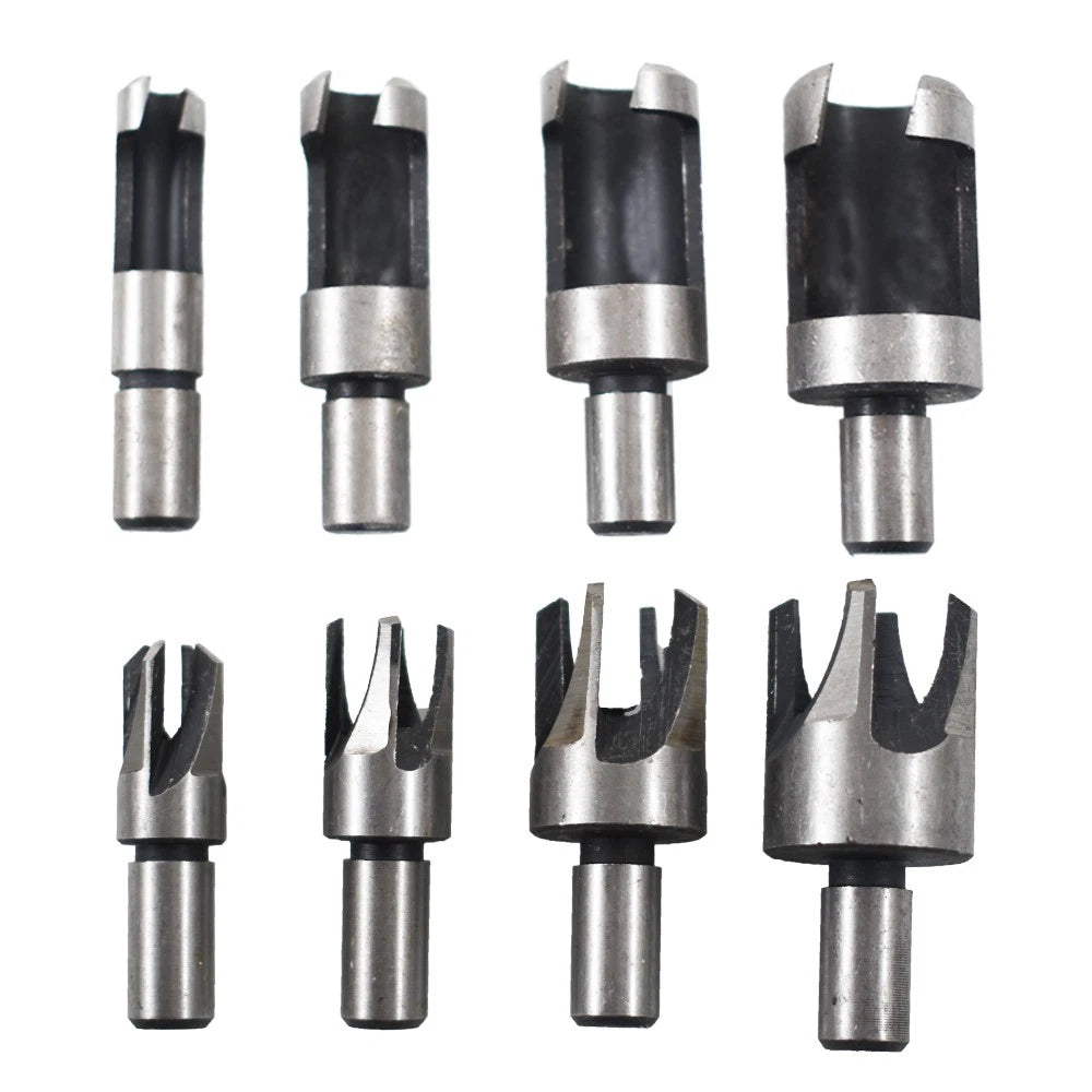 Set of 8 Carbon Steel Wood Plug Hole Cutters for Various Models
