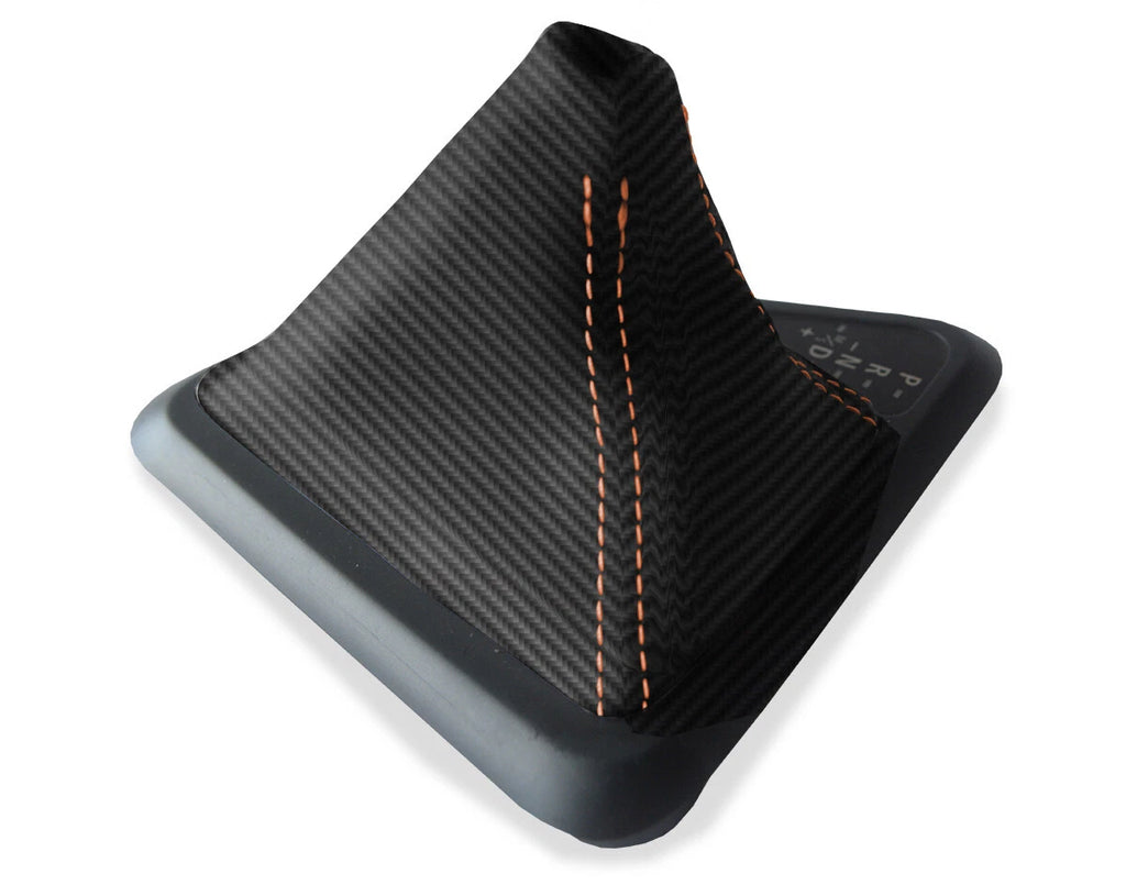 Automatic Shift Boot Cover for BMW E81 E82 E87 (2004–2013) Carbon Fiber Orange Stitch