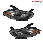 Set of 2 Headlights for Dodge Dart (2013–2016) Halogen Projector Black Housing