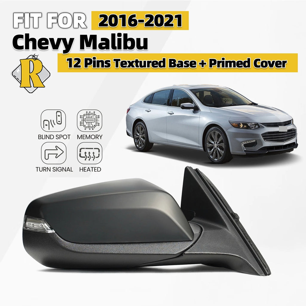 Side Mirror for Chevy Malibu (2016–2021) W/BSD, Turn Signal, Heated, 12 Pins