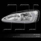 3D LED Bar Chrome Housing Clear Corner Headlights for Pontiac Grand Prix (2004–2008)