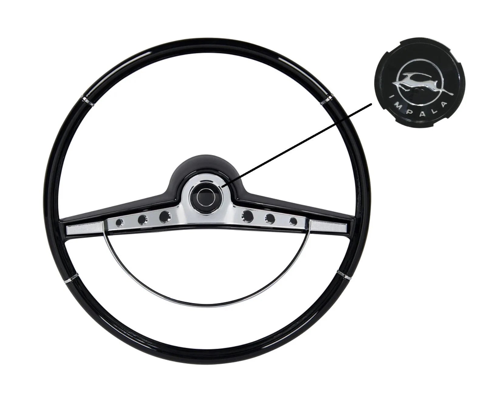 Retro Steering Wheel 15 Inch with Horn Ring for 1963 Chevrolet Impala