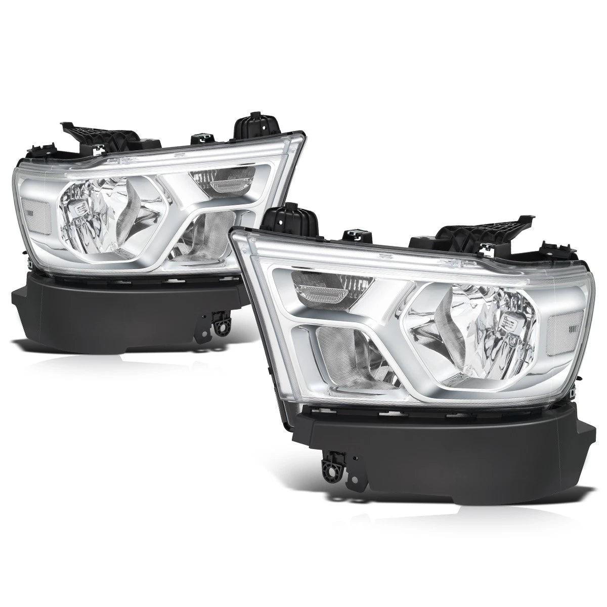 Headlight Assembly for Ram 1500 (2019–2024) Chrome Housing Clear Corner