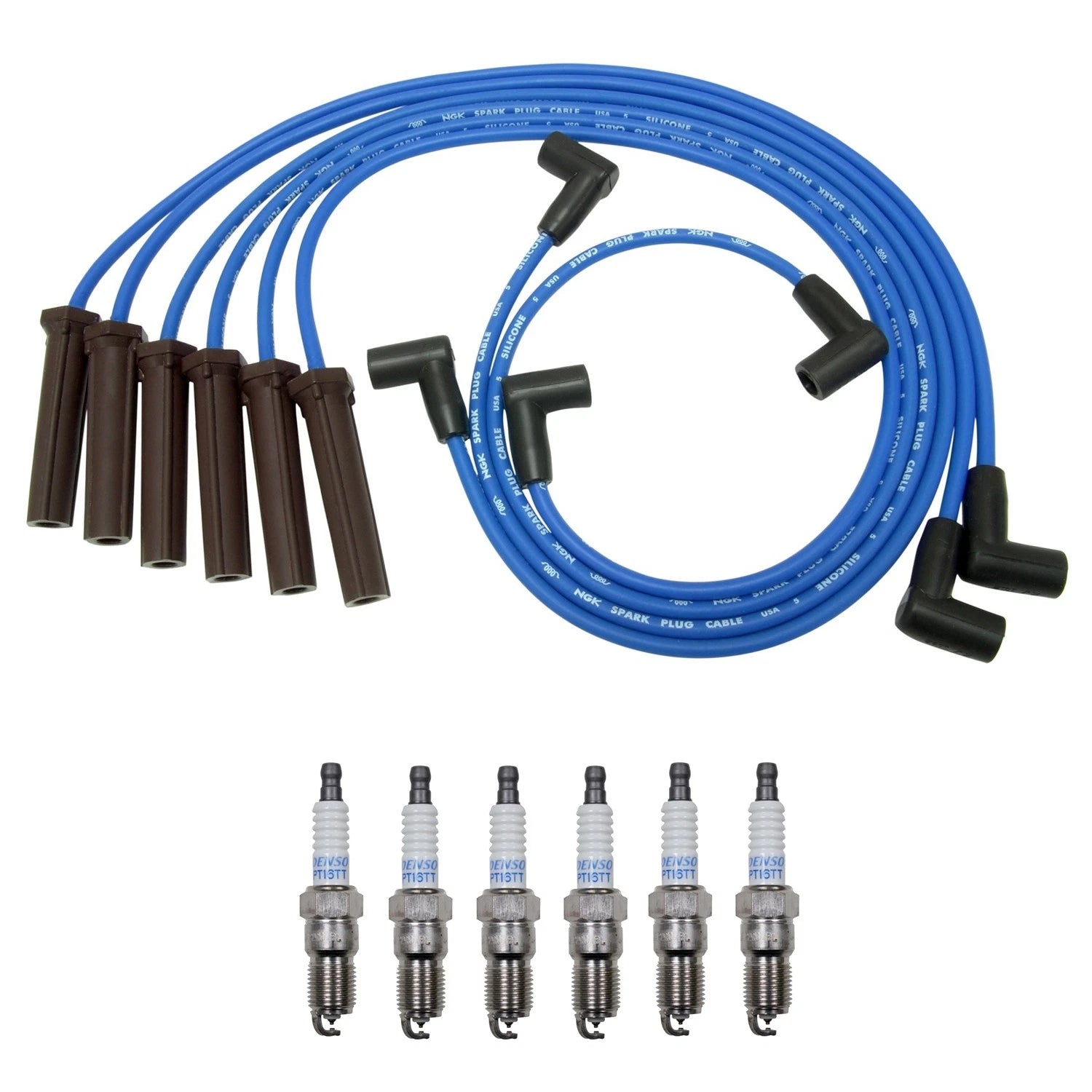 NGK 7mm Wire Set & Denso Platinum Spark Plug Kit for Alero Century Impala (1999–2004)