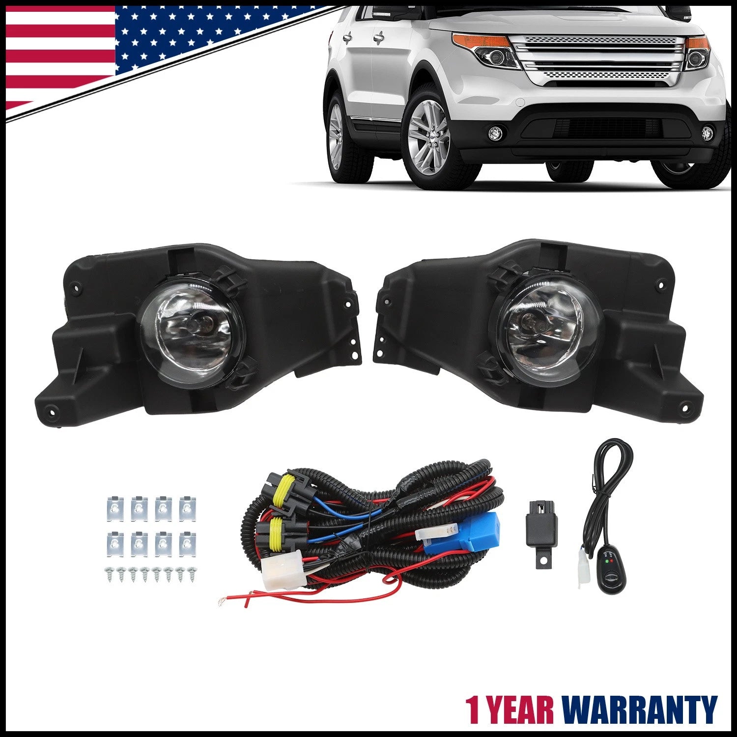 Fog Light Assembly for Ford Explorer (2013–2015) with Switch & Wiring