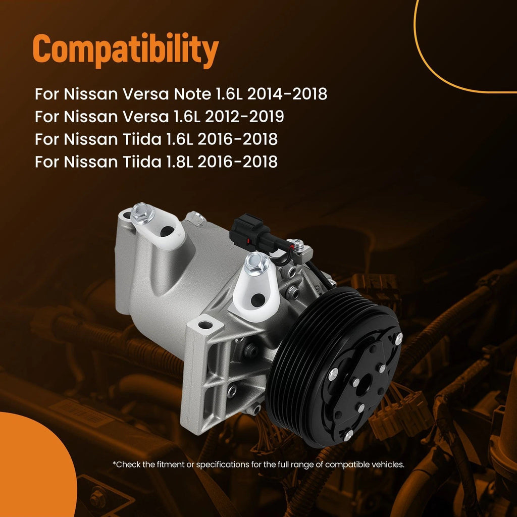 R134a AC Compressor for Nissan Versa Tiida 1.6L 1.8L (2012–2019) 57892 CO29099C