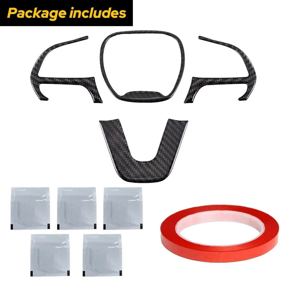 Set of 4 Steering Wheel Cover Trim for Dodge Charger (2015–2022) Carbon Fiber
