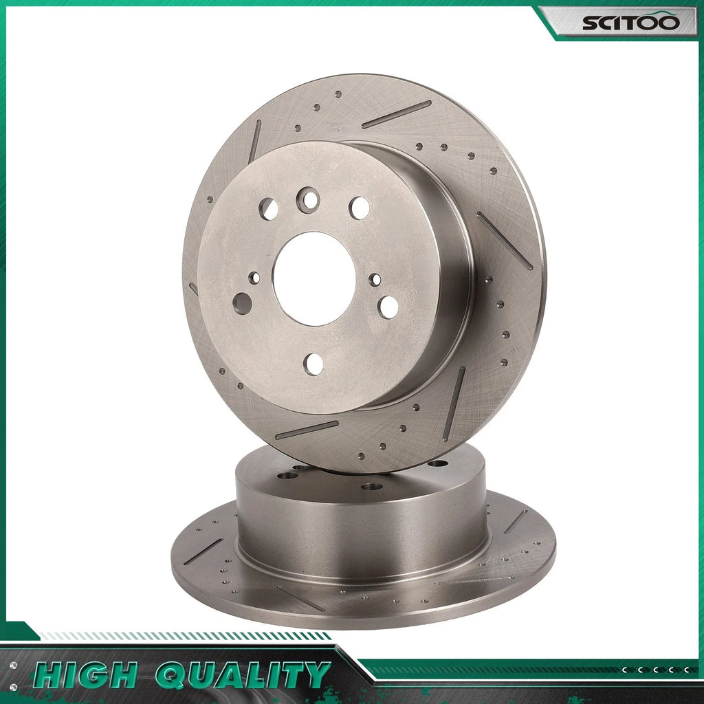 Set of 2 Rear Drilled Slotted Brake Rotors for Lexus ES350 (2007–2011) Toyota Camry