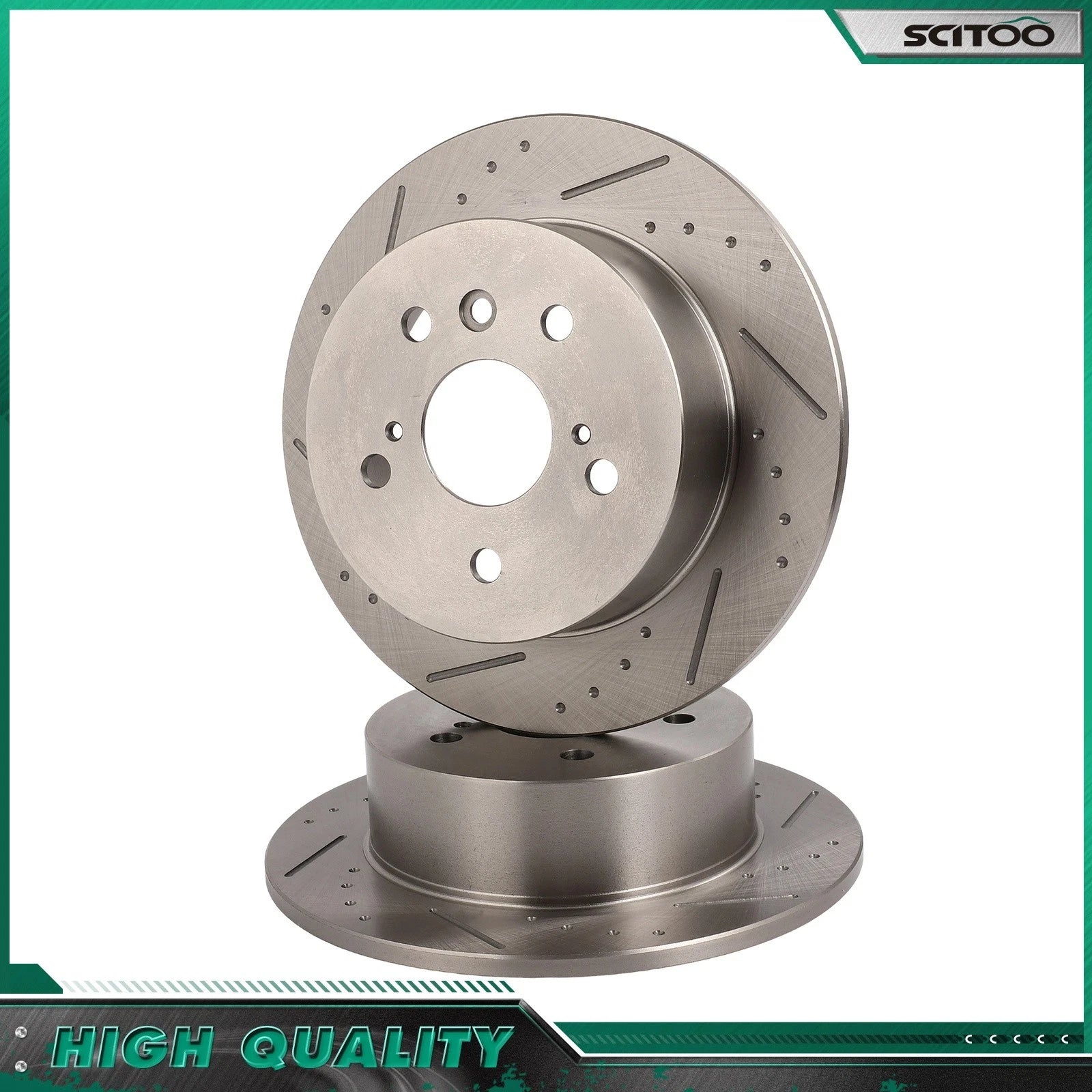 Set of 2 Rear Drilled Slotted Brake Rotors for Lexus ES350 (2007–2011) Toyota Camry