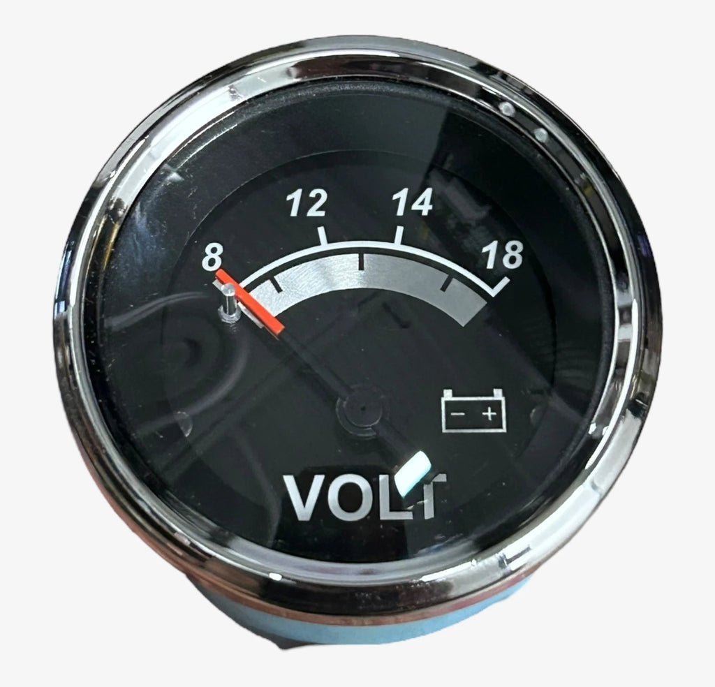 Veethree Volt Meter Gauge 780814-PDFB for Black Face w/ Chrome Bezel