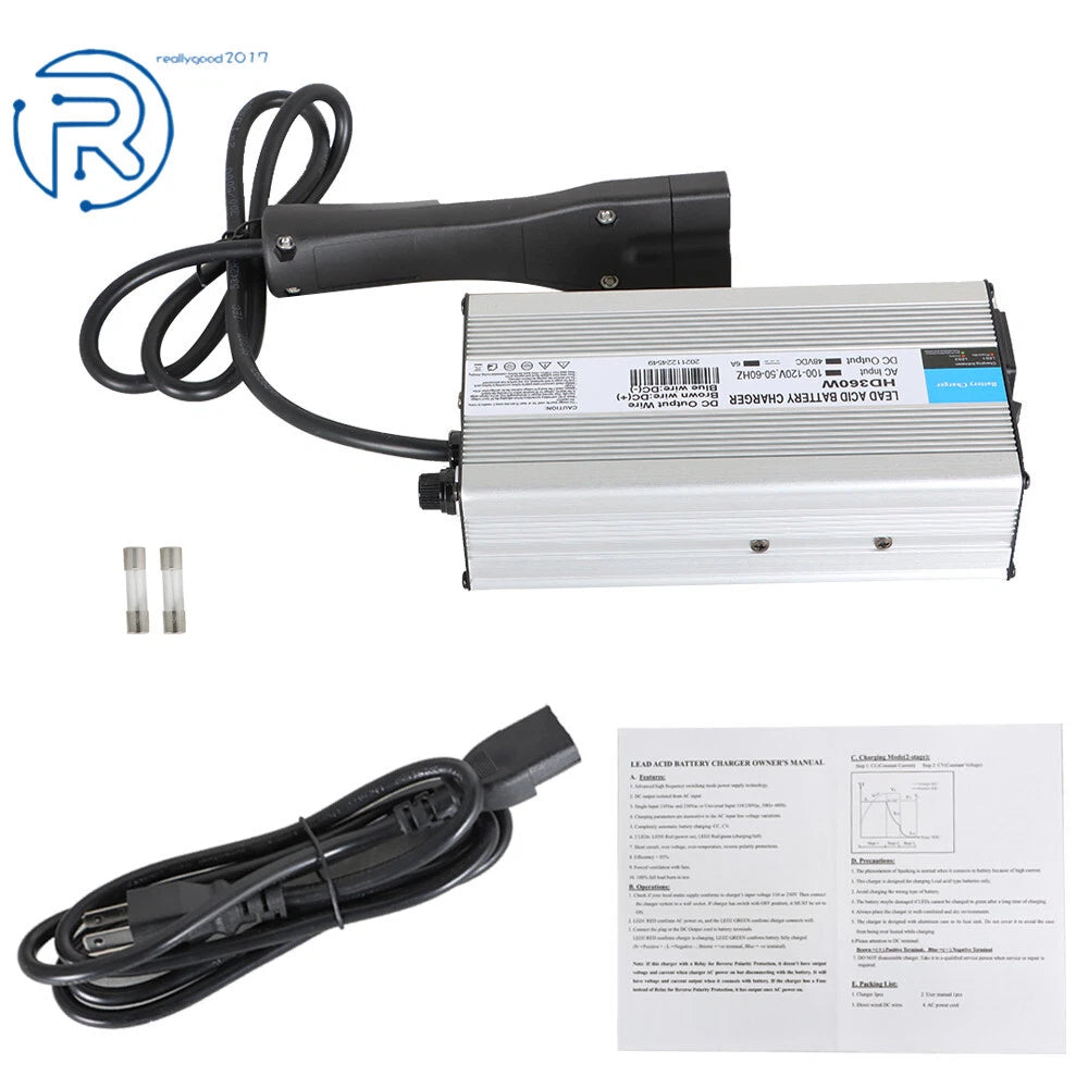 48V/6A Golf Cart Battery Charger for EZGO RXV, Club Car DS, Yamaha