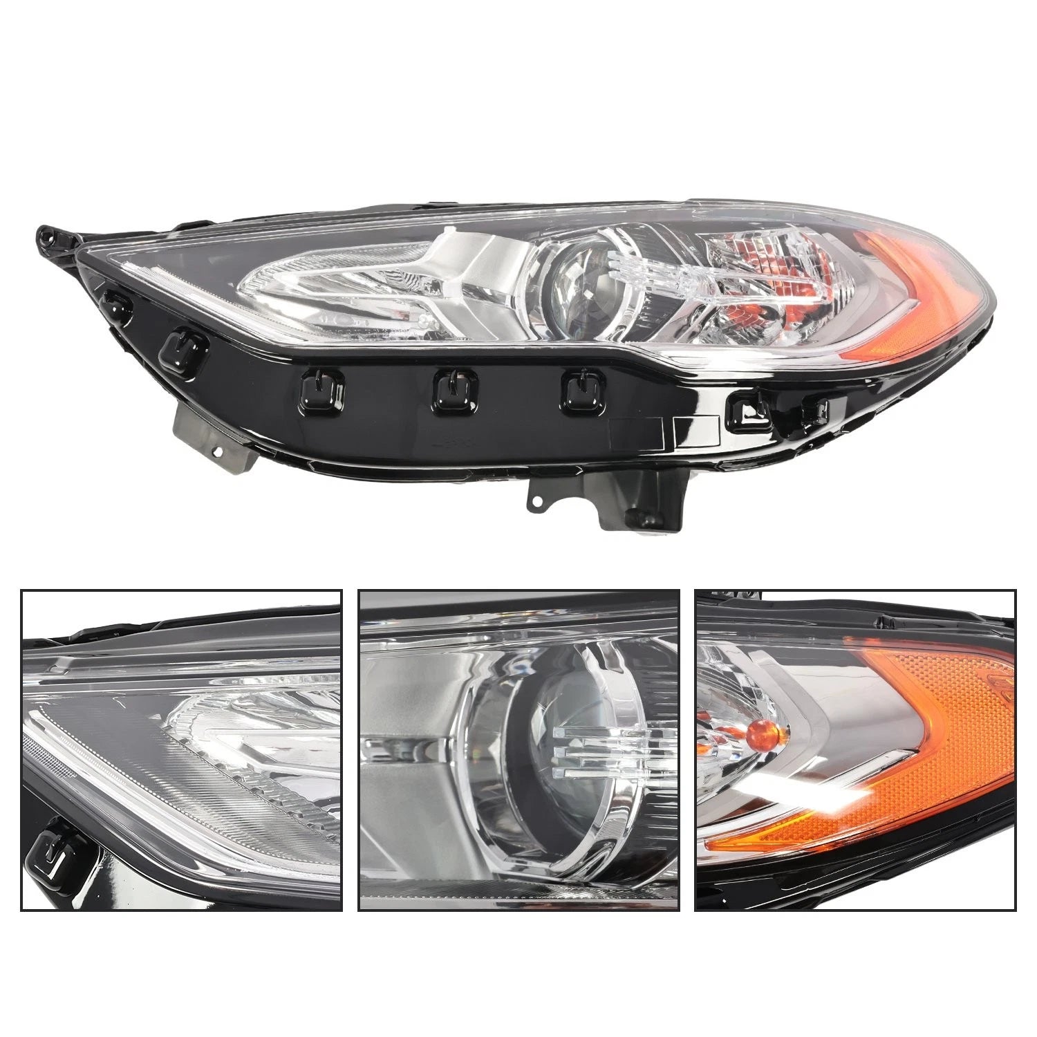 Headlight Set for Ford Fusion (2017–2020) Halogen w/o DRL Left+Right Pair