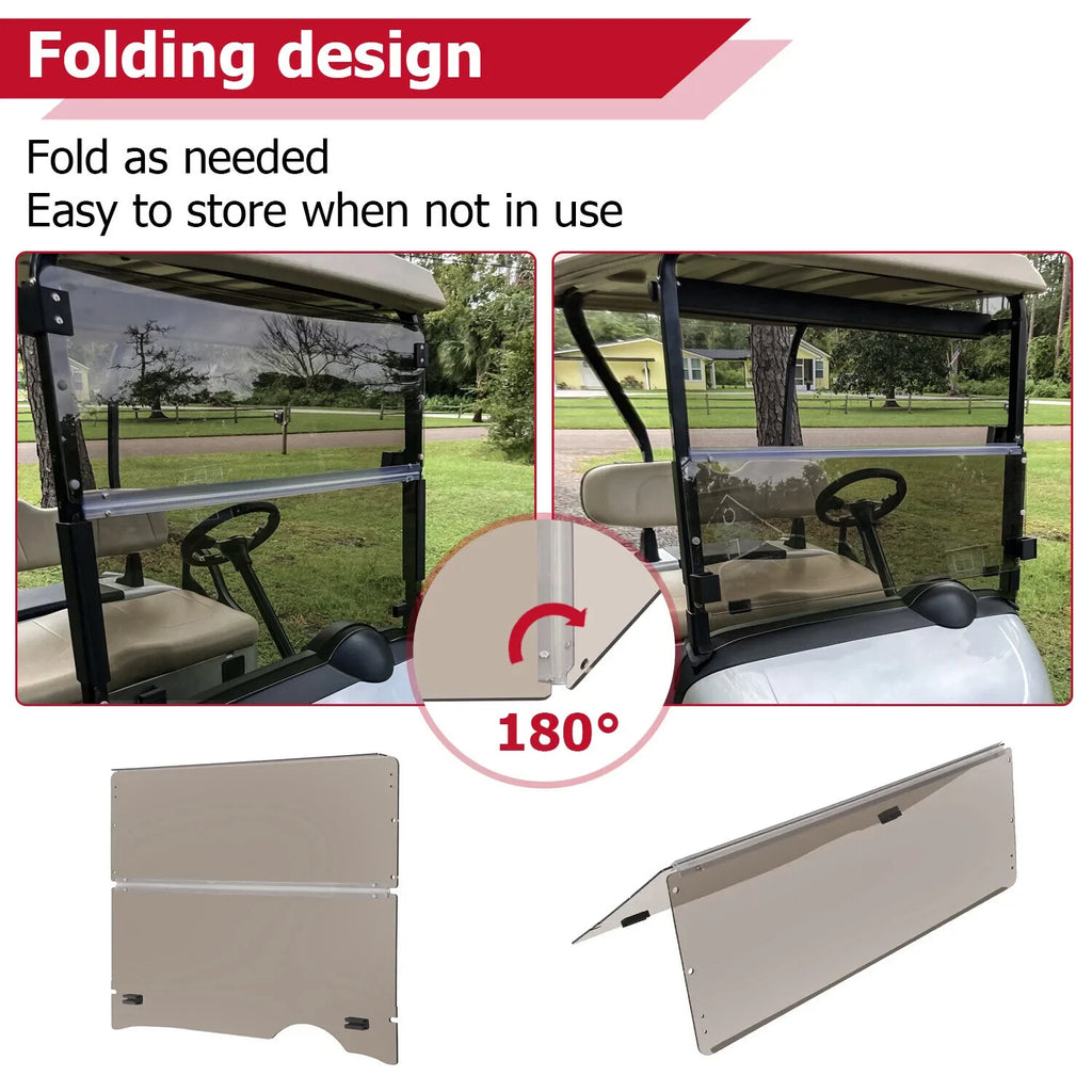 Tinted Polycarbonate Folding Windshield for EZGO RXV (2008-Present)