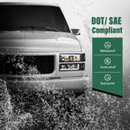 Black LED Tube Headlights for Chevy GMC Sierra C/K Silverado (88–98)