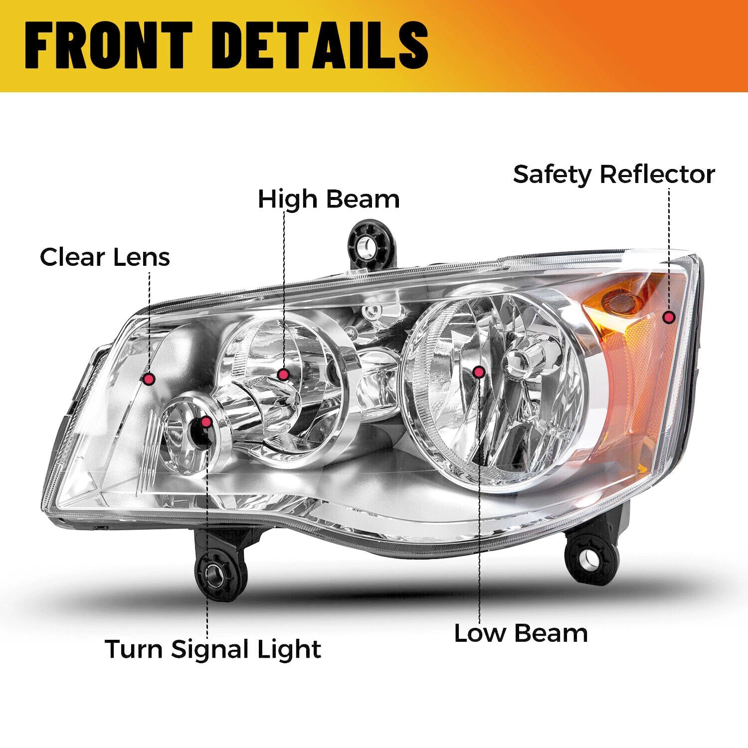 Driver Headlights for Dodge Grand Caravan (2011–2020) & Chrysler Town & Country (2008–2016)