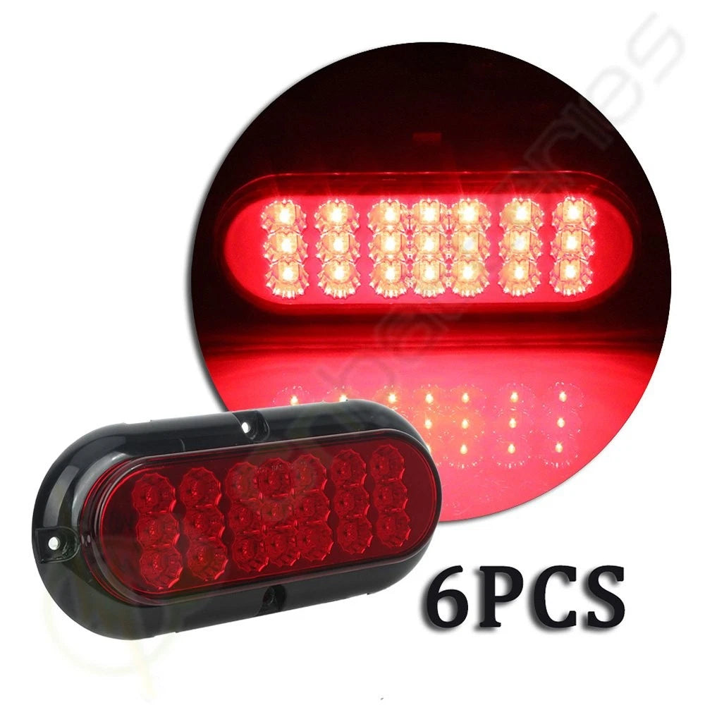 6x 6" LED Red Lights for Four Hole Screw Mounting