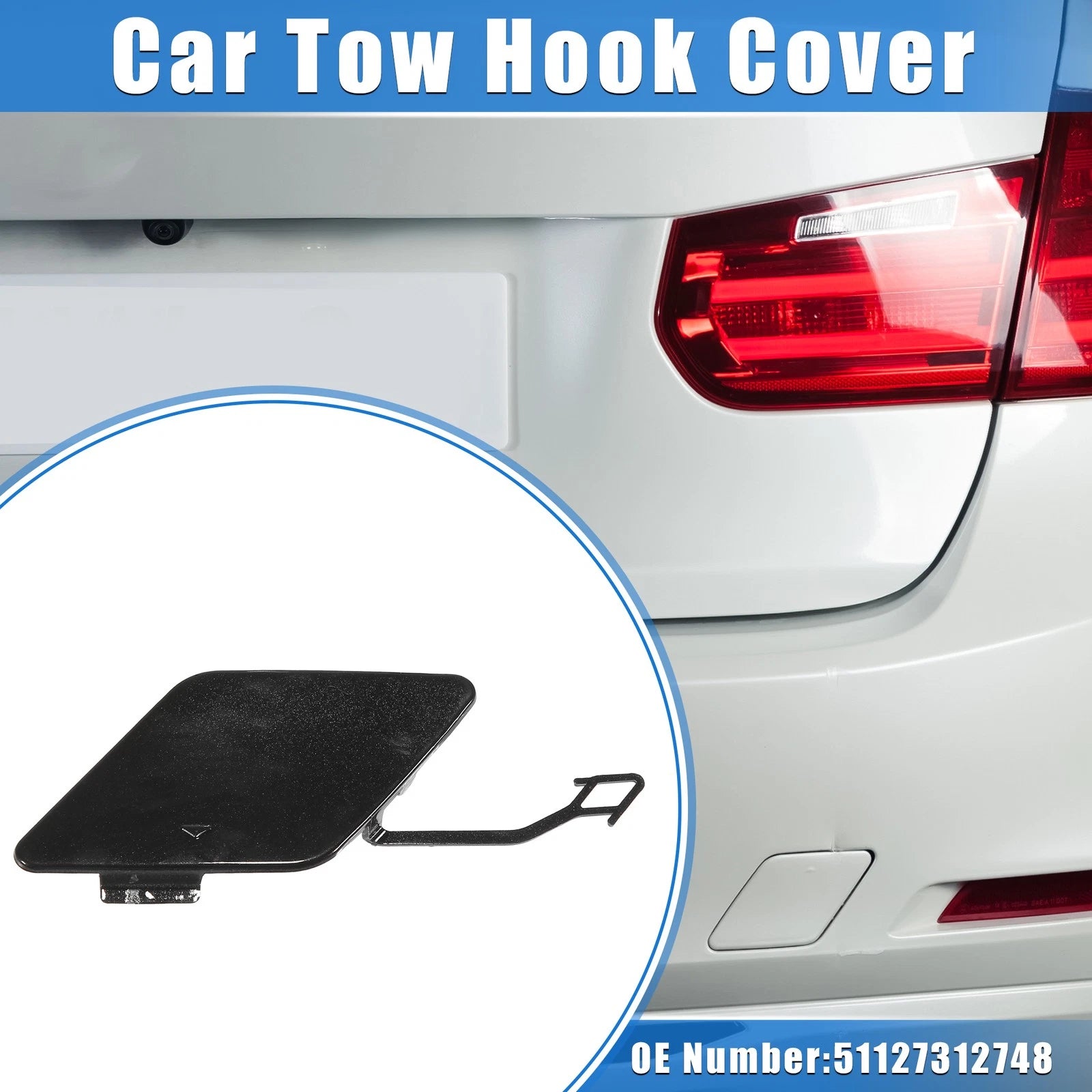Tow Hook Eye Hole Cover Cap for BMW 3 F30 (2012–2015) Black