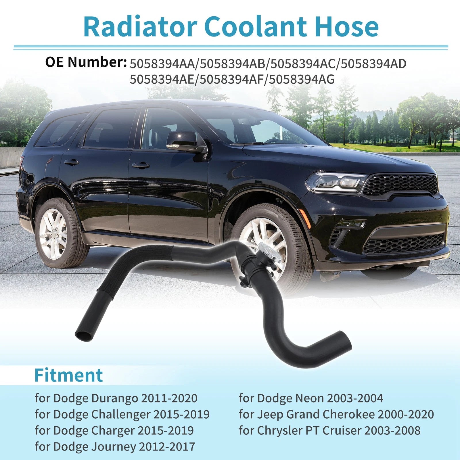 Upper Engine Radiator Hose for Dodge Durango (2011–2020) No. 5058394AA/5058394AB