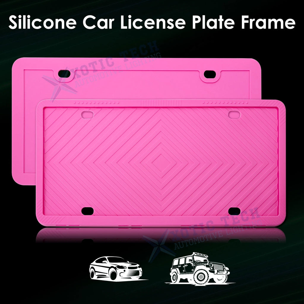 2-Pack Silicone License Plate Frame for Pink Holder (2024-2025)