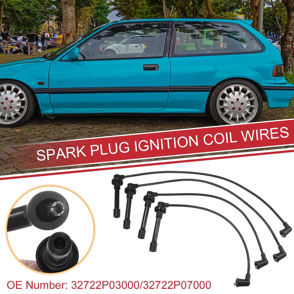 Set of 4 Spark Plug Wire Ignition Coil Cables No.32722P03000 for Honda Civic (1991–1995)