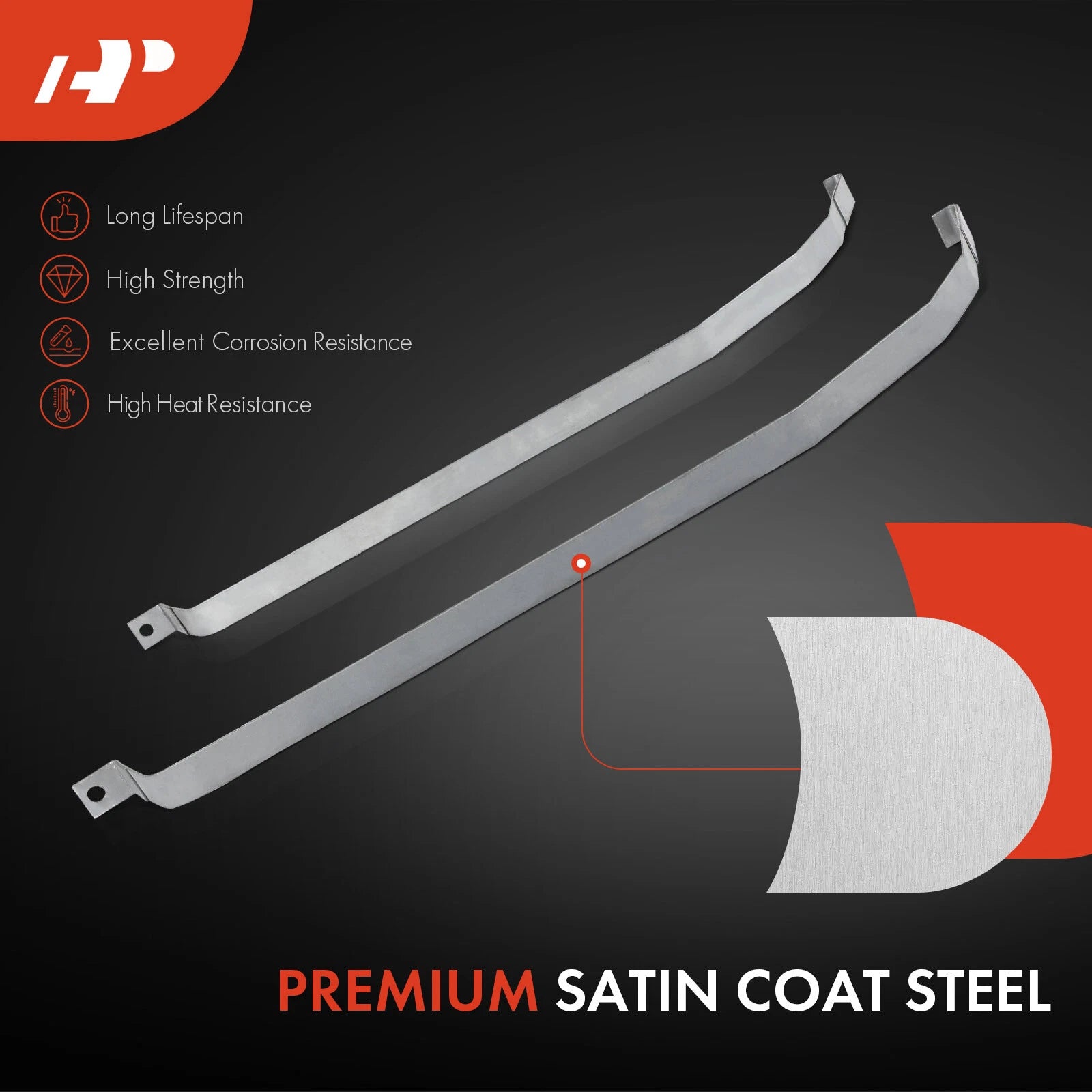 2X Steel Fuel Tank Straps for Ford Custom Galaxie Country Sedan (1964)
