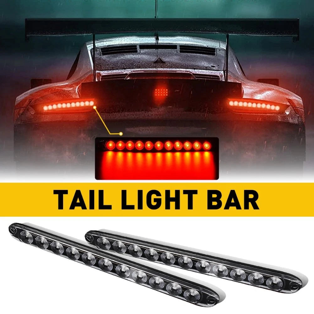 2X 15" Clear Red Trailer Truck RV Stop Turn Tail Brake Light Bar