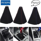 Suede Shift Knob Boot Cover for Universal Fit (Black with Red Stitches)
