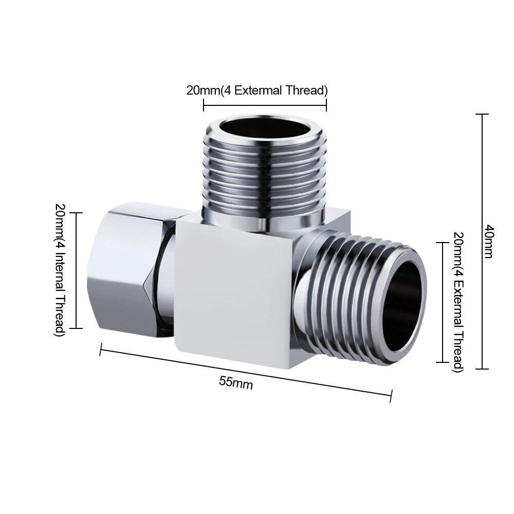 T Connector Water Valve Diverter Brass Chrome G1/2 for Universal