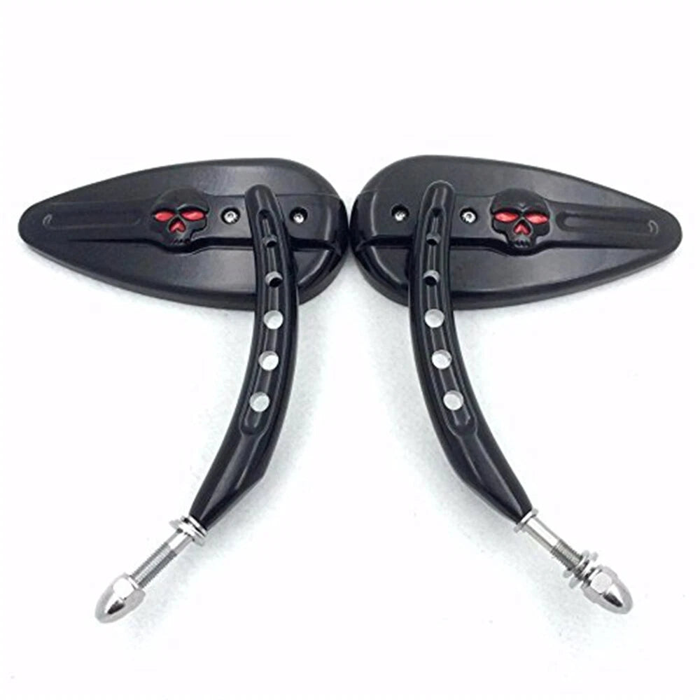 Black Skull Side Mirrors for Harley Super Glide FXE (2006–2017)